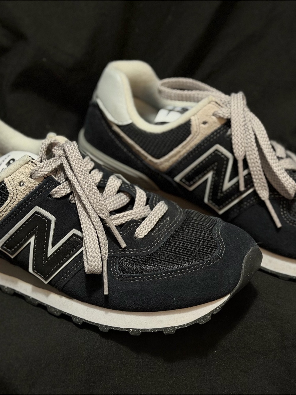 New Balance Black and Cream Retro Runner Sneakers